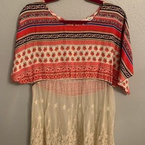 brand new print and lace blouse